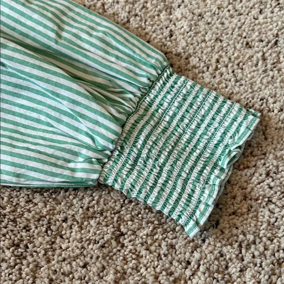 Lands' End Green Striped Dress with Floral Hem - Picture 12 of 12